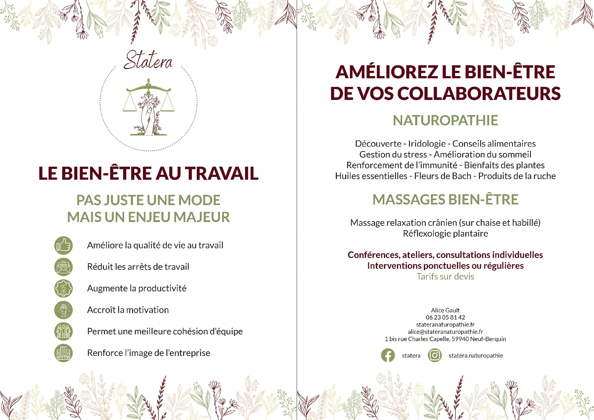 Affiche Statera Dépliant Statera sur le bien-être au travail et la qualité de vie en entreprise